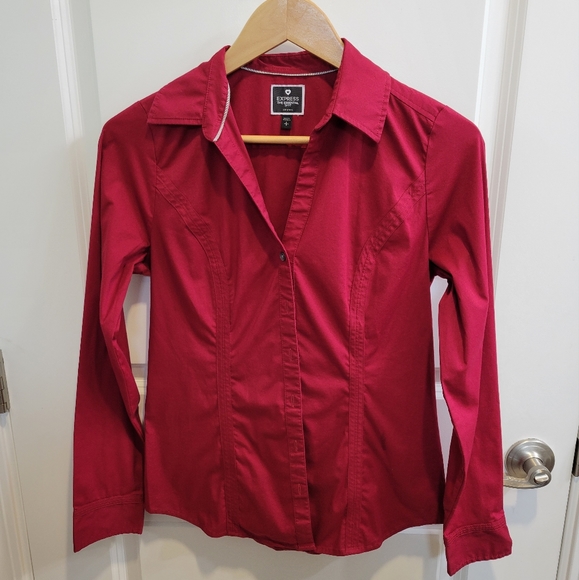 Express red petite small the essential button down shirt - Picture 1 of 3